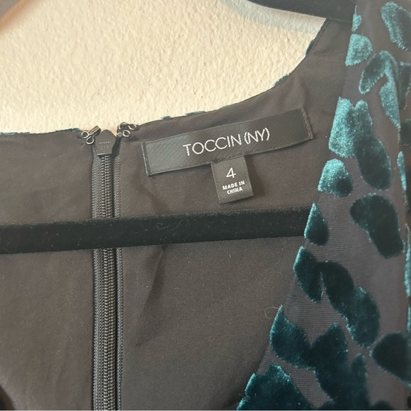 Toccin NY Doris Draped Long Sleeve Leopard Velvet Mini Dress 4 - Picture 3 of 6